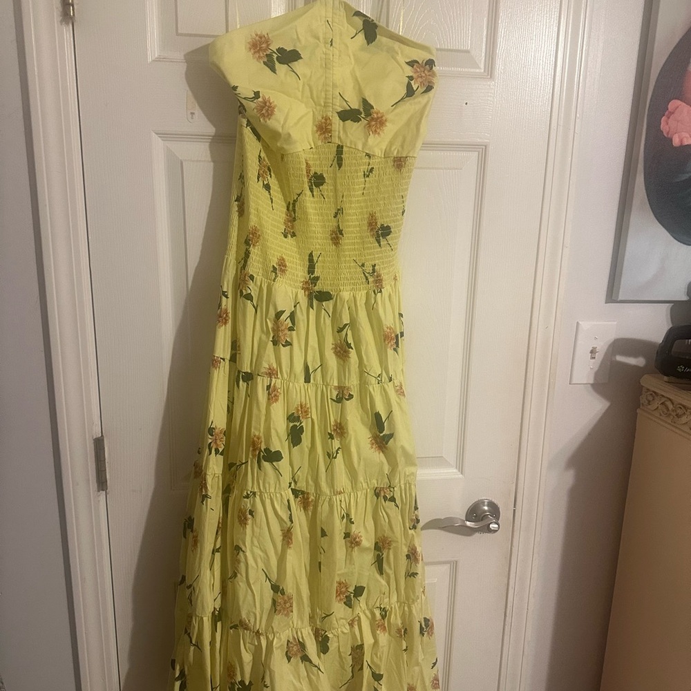 Floral Yellow Halter Dress